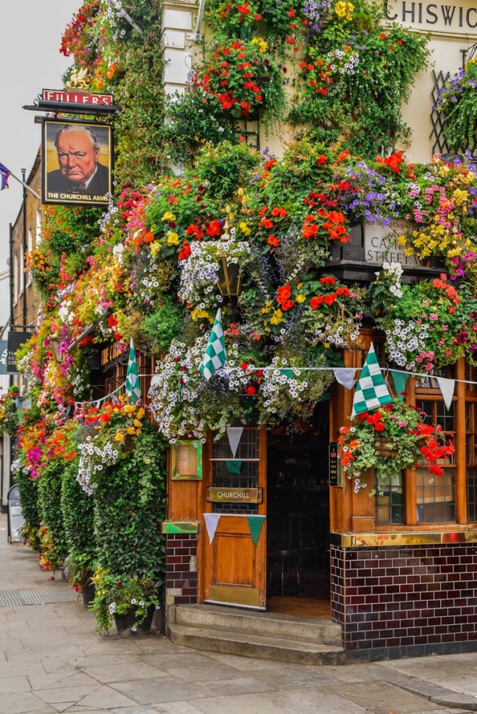 london travel tips: Churchill Arms, assorted-color flowers