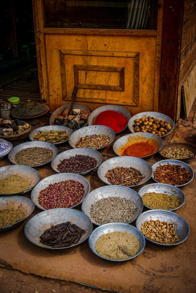 Middle eastern spices: bowl of food lot