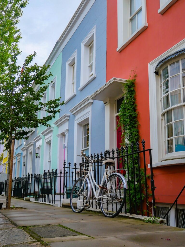 London travel tips: notting hill, white bicycle beside fence