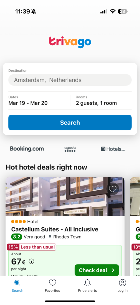 Best Travel Apps: image of the booking app Trivago